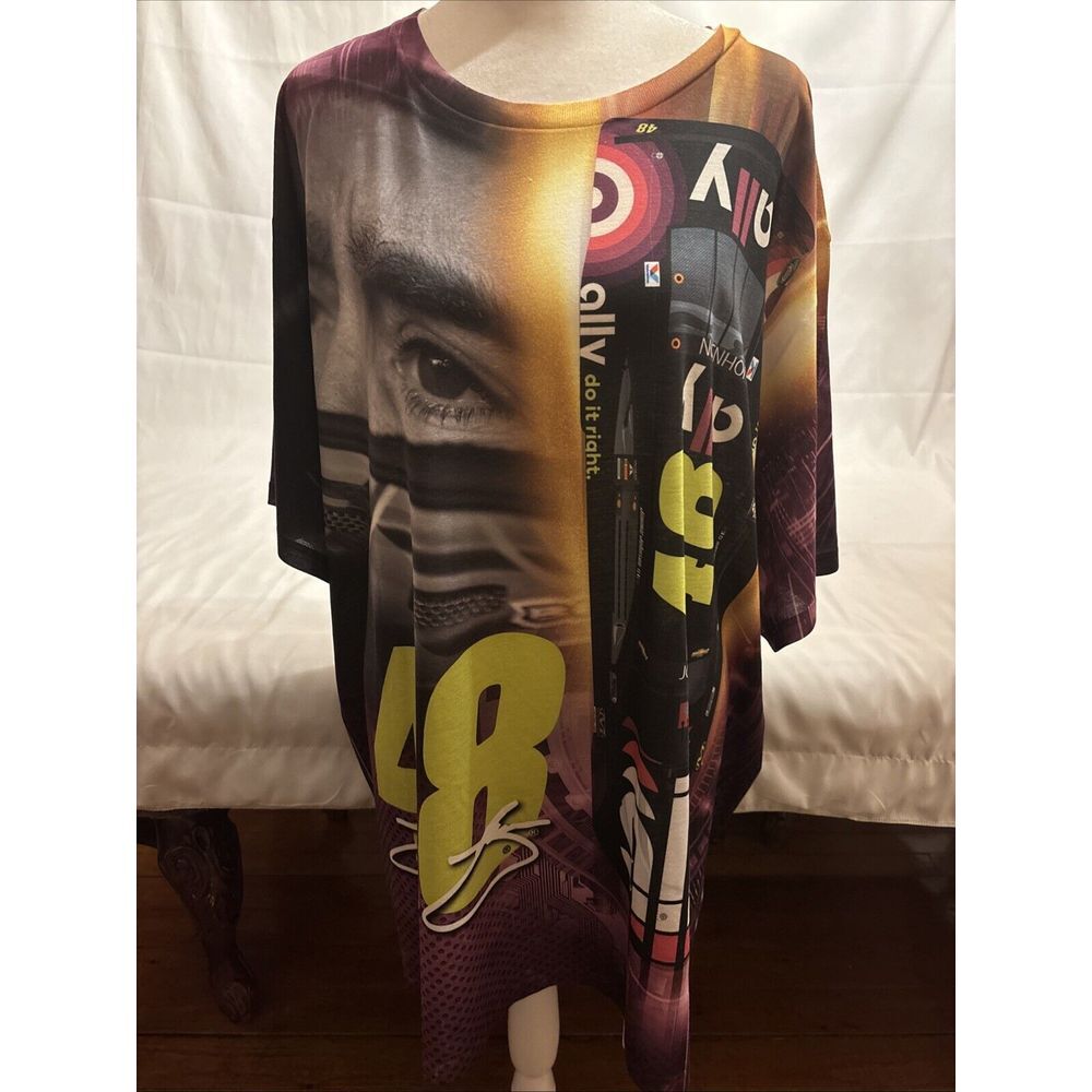 Jimmie Johnson NASCAR Racing ALL OVER PRINT Double Sided T-Shirt SZ 2XL‎